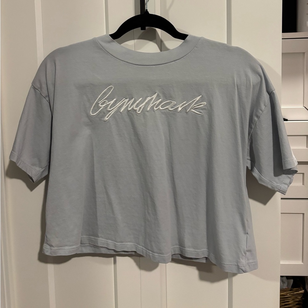 Women’s Light Blue Gymshark Boxy Cropped Tee, size S